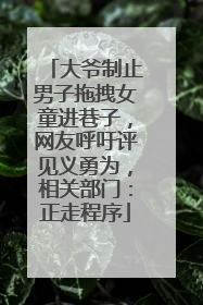 大爷制止男子拖拽女童进巷子，网友呼吁评见义勇为，相关部门：正走程序